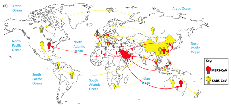 Figure 2B. Global Distribution of Human Coronaviruses. (Su, Shuo, et al., 2016)