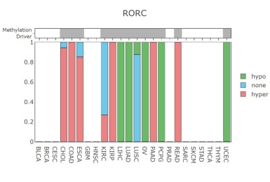 Fig. 1:RORC methylation type in various cancers.